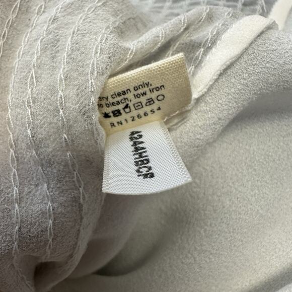 L'AGENCE Beaded Striped Silk Viscose Cream Blouse Top Short Cap Sleeves Size 2 - Picture 11 of 12